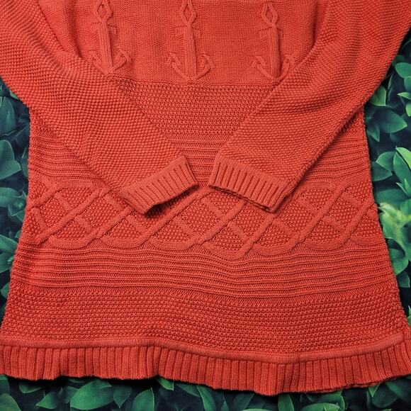 Talbots Petites Coral Nautical Anchor Tunic Sweater size XLP Petite - Picture 3 of 11